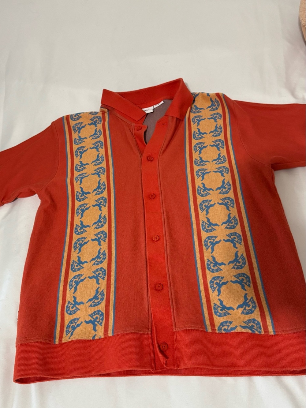 Obey Men's Orange Button Down Casual Shirt